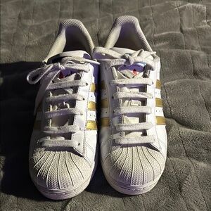 adidas White and Gold Athletic Shoes